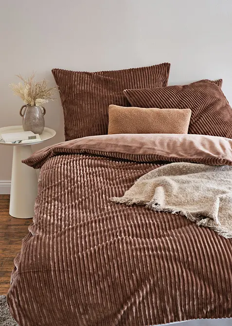 Vendbart Cashmere Touch-sengesett i kordfl&oslash;yelslook, bonprix