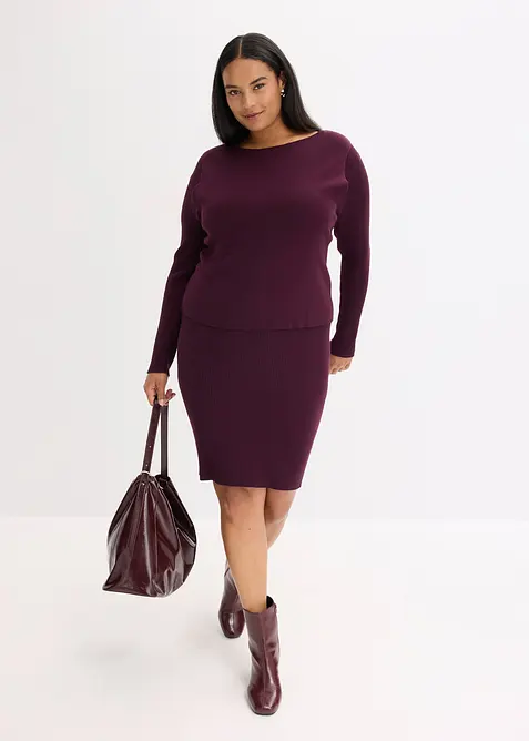 Strikket kjole med vest, 2-delt sett, bonprix