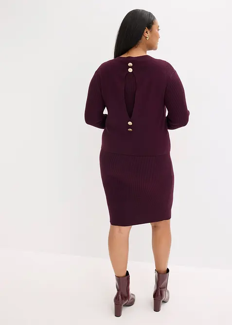 Strikket kjole med vest, 2-delt sett, bonprix