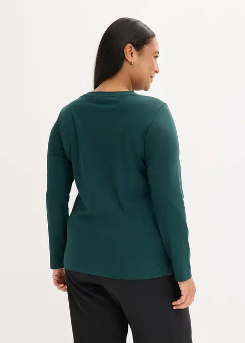 Langermet topp med rosetrykk, bonprix