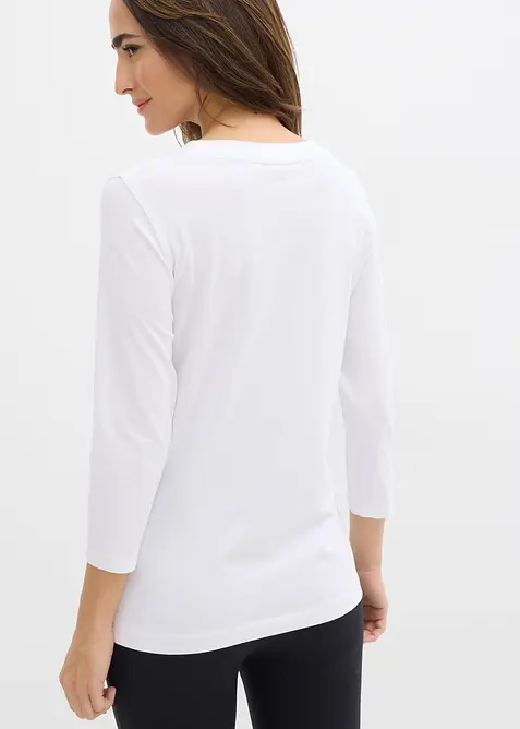 Topp med økologisk bomull og 3/4-lange ermer, bonprix