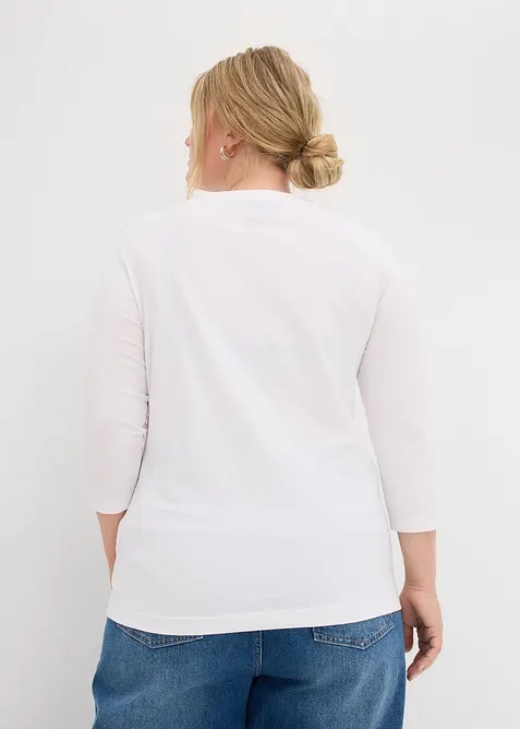 Topp med økologisk bomull og 3/4-lange ermer, bonprix