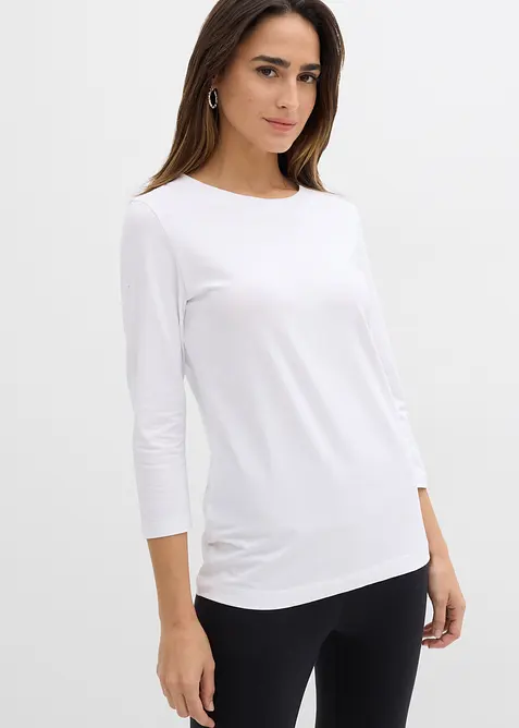 Topp med økologisk bomull og 3/4-lange ermer, bonprix