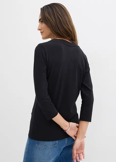 Topp med økologisk bomull og 3/4-lange ermer, bonprix