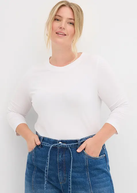 Topp med økologisk bomull og 3/4-lange ermer, bonprix