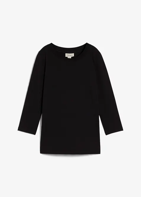 Topp med økologisk bomull og 3/4-lange ermer, bonprix