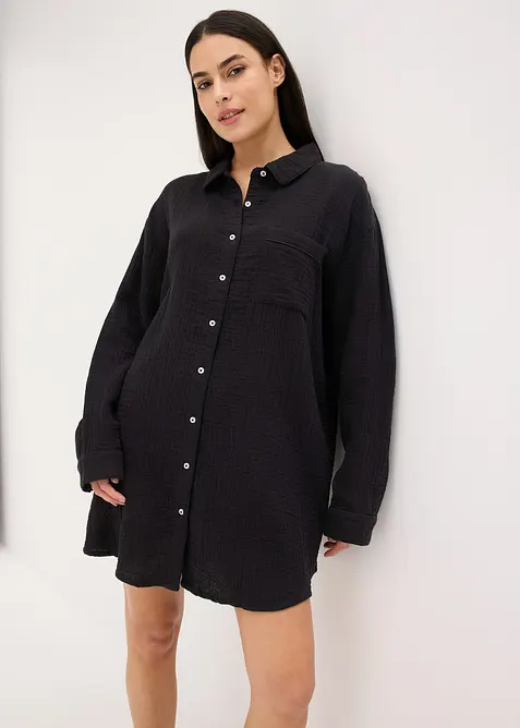 Loungewear-skjorte i musselin, oversized, bonprix