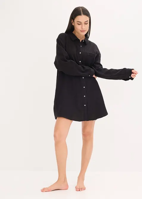 Loungewear-skjorte i musselin, oversized, bonprix