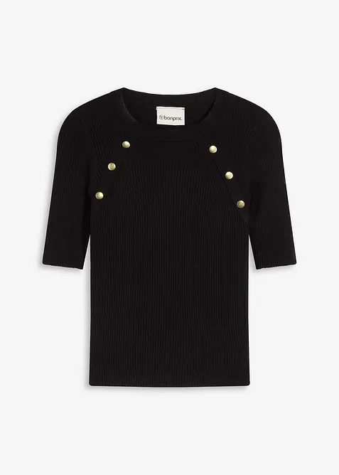 Finstrikket genser i myk viskosemiks, bonprix