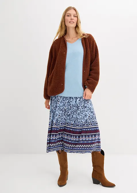 Finstrikket genser i mykt garn med ballongermer, bonprix