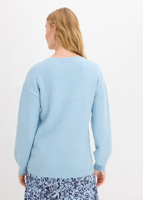 Finstrikket genser i mykt garn med ballongermer, bonprix