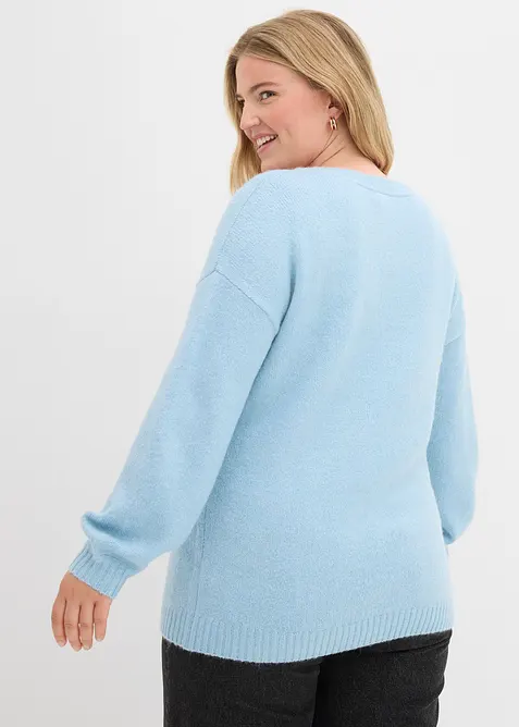 Finstrikket genser i mykt garn med ballongermer, bonprix