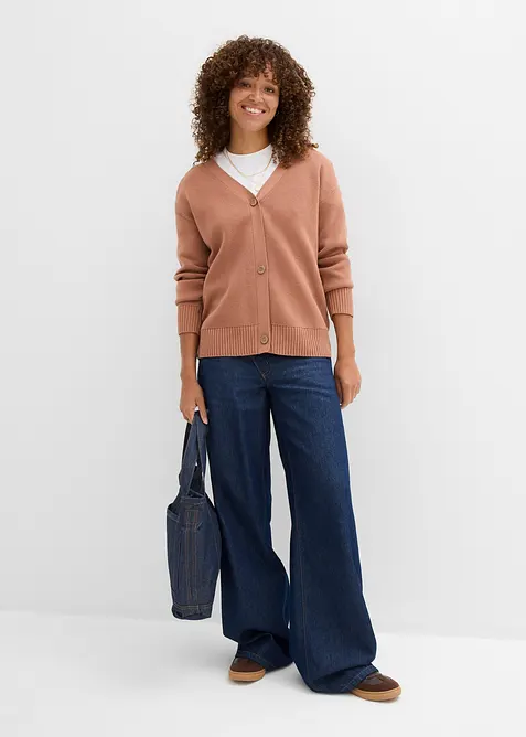 Cardigan i formstabil ribbestrikk, bonprix