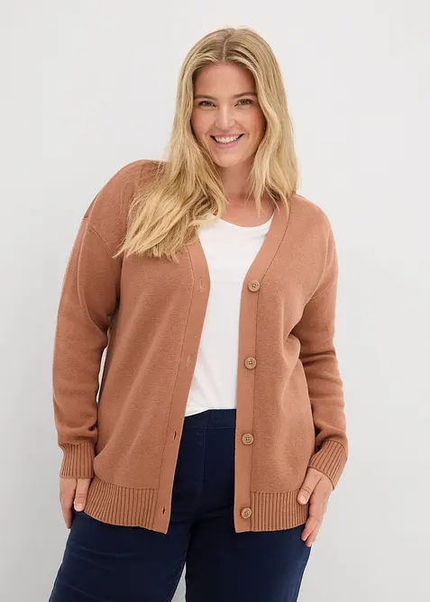Cardigan i formstabil ribbestrikk, bonprix