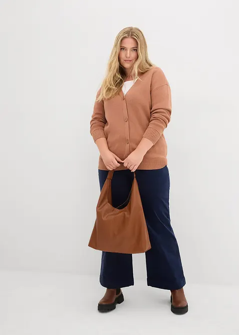 Cardigan i formstabil ribbestrikk, bonprix