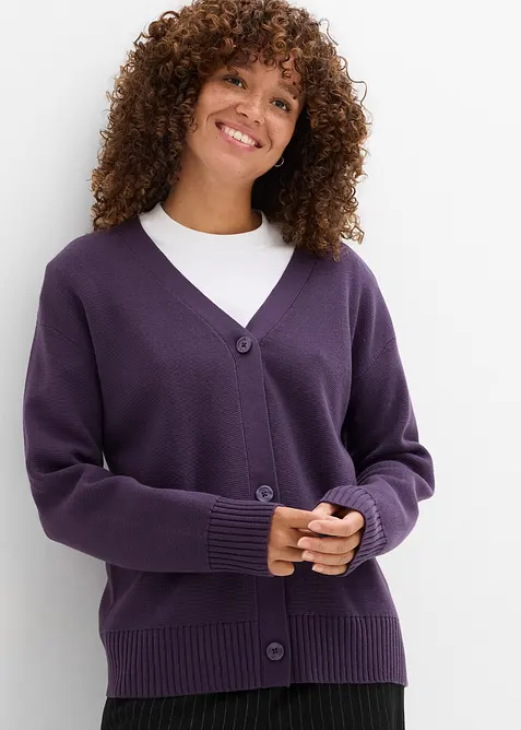 Cardigan i formstabil ribbestrikk, bonprix