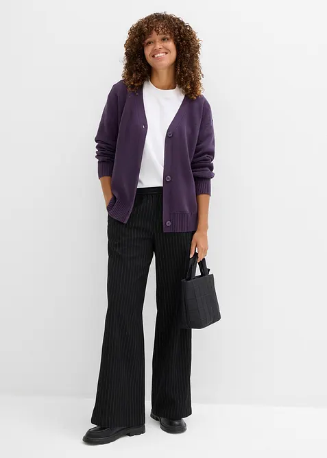 Cardigan i formstabil ribbestrikk, bonprix