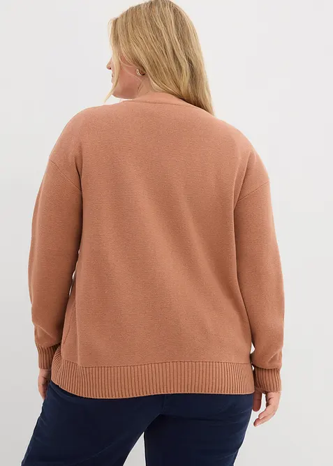 Cardigan i formstabil ribbestrikk, bonprix