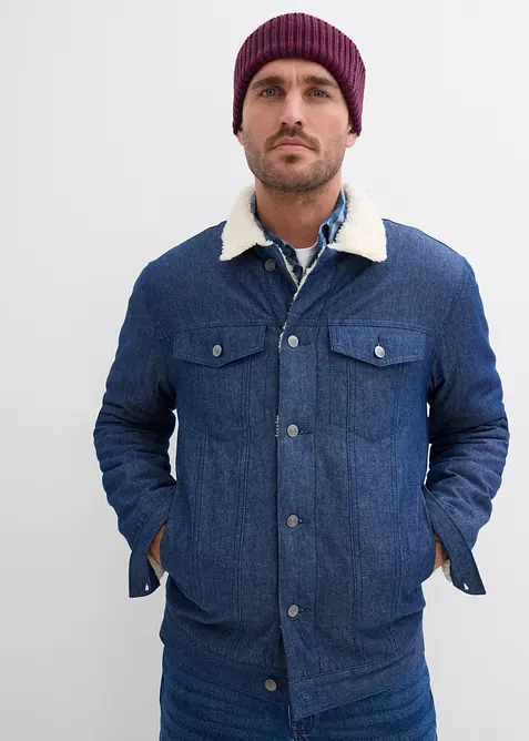 Denimjakke med pilefôr, bonprix