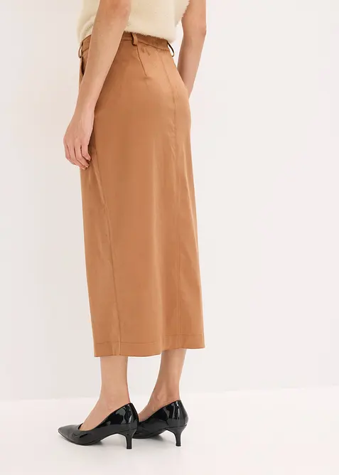 Blyantskjørt i imitert semsket skinn, bonprix