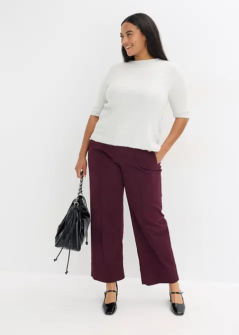 Genser med halvlange ermer, paljetter og glansgarn, bonprix