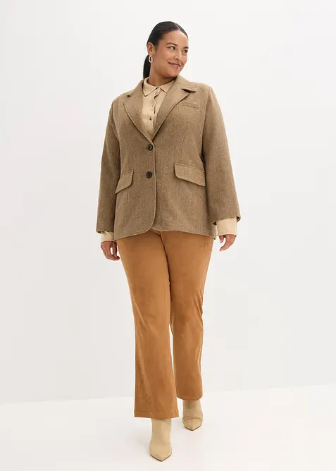 Blazer med fiskebeinsm&oslash;nster og ullandel, bonprix