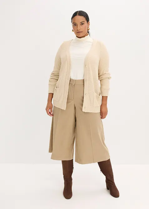 Bukse i ullstil med fiskebensmønster, bonprix