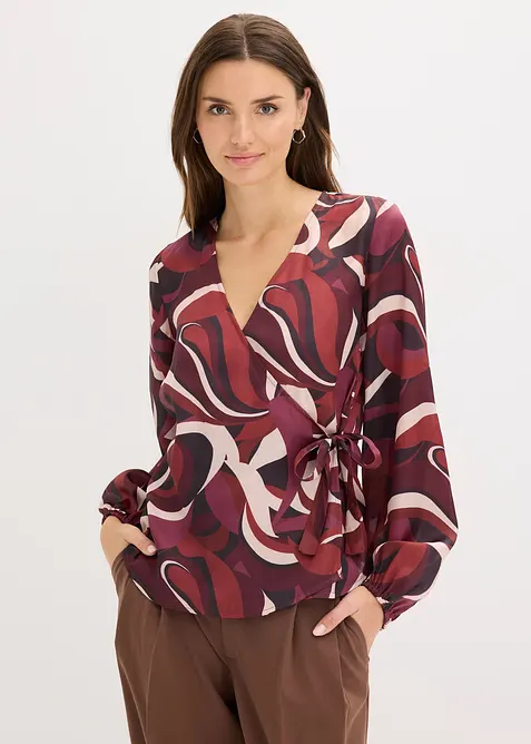 Omslagsbluse i lett sateng, bonprix