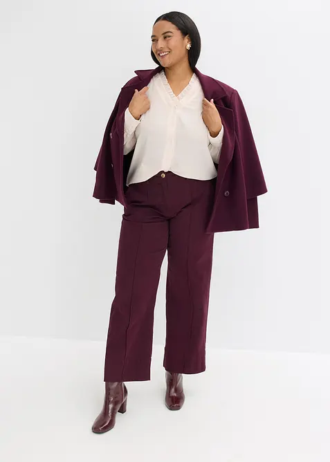 Chiffonbluse med rysjer, bonprix