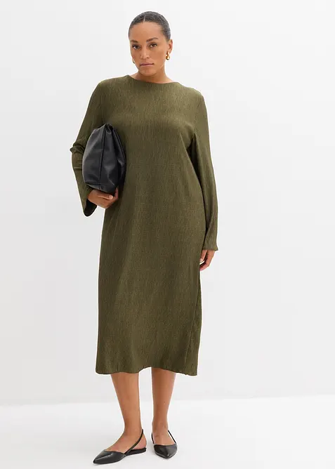 Crinkle midikjole, bonprix