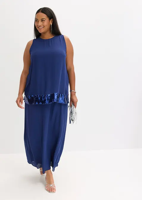 Maxikjole av fin georgette med paljetter, bonprix