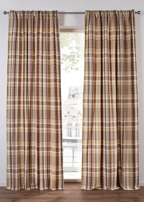 Gardin i økologisk bomull med rutemønster (1-pack), bonprix