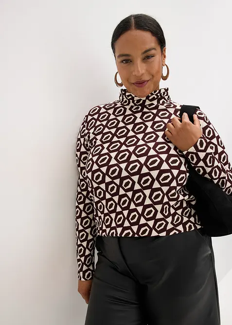 Topp med ståkrage og struktur, bonprix