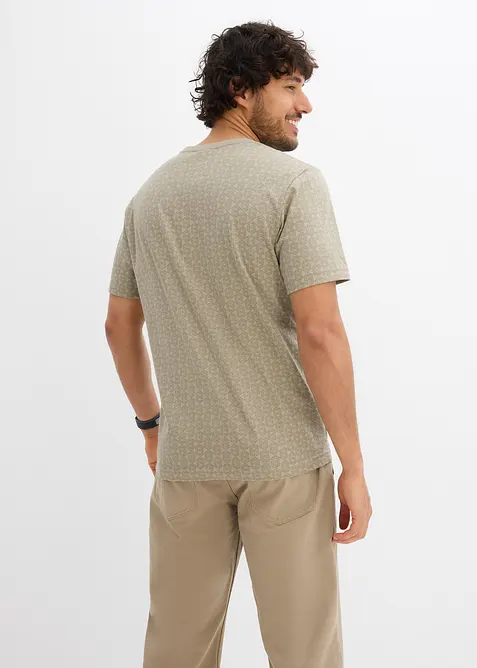 T-skjorte i 100% &oslash;kologisk bomull med trykt minim&oslash;nster, bonprix