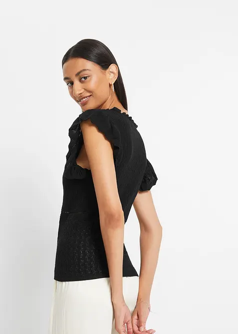 Strikket topp med hullmønster, bonprix