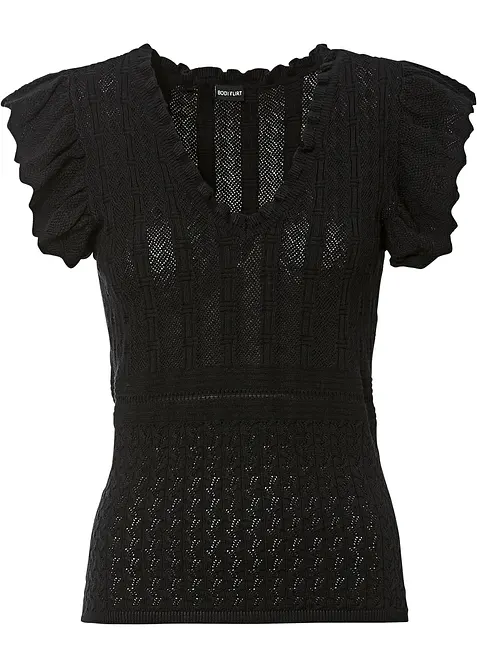 Strikket topp med hullmønster, bonprix