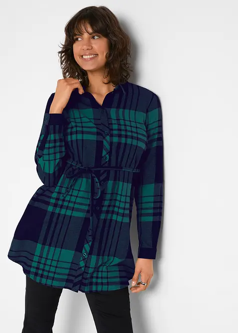 Lang mammabluse i bomullsflanell, bonprix