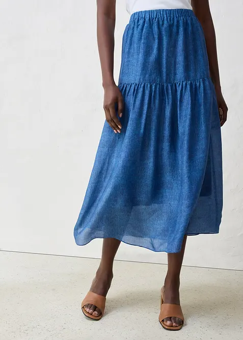 Maxiskjørt med silkeandel, bonprix