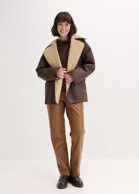 Bukse i imitert skinn med behagelig linning, bonprix