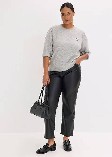 Bukse i imitert skinn med behagelig linning, bonprix