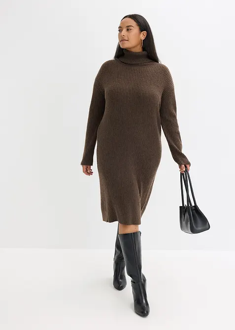 Strikkekjole med rullekrage, bonprix