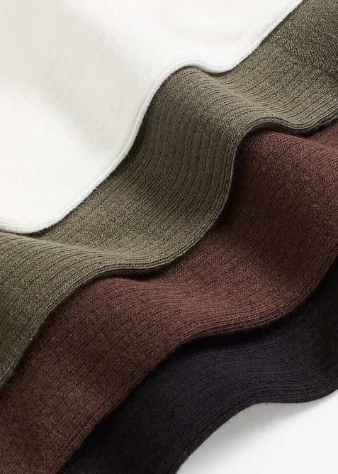 Sokker med ribbestruktur og &oslash;kologisk bomull (5-pack), bonprix