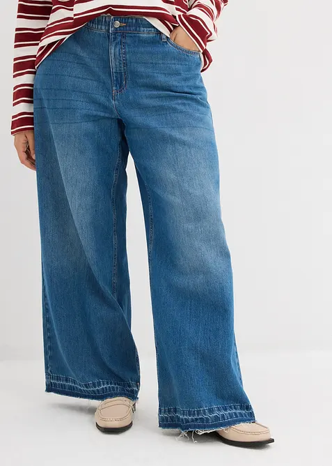Wide Leg-jeans Mid Waist, komfortlinning, bonprix