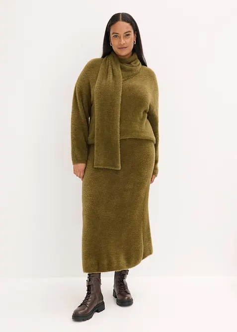 Strikket skj&oslash;rt i fluffy fj&aelig;rgarn, bonprix