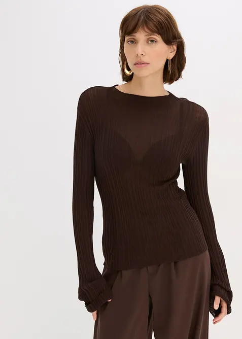 Halvtransparent, strikket topp, bonprix