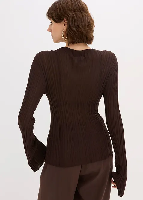 Halvtransparent, strikket topp, bonprix