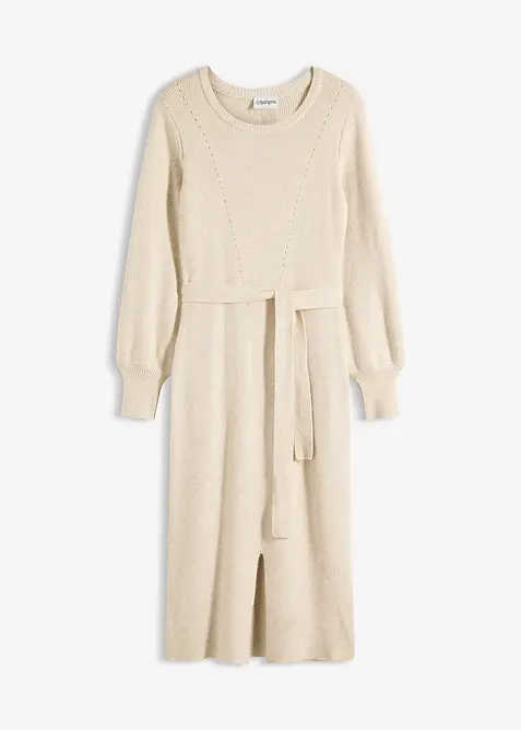 Ribbestrikket kjole i lett viskosemiks, bonprix
