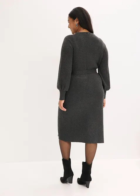 Ribbestrikket kjole i lett viskosemiks, bonprix