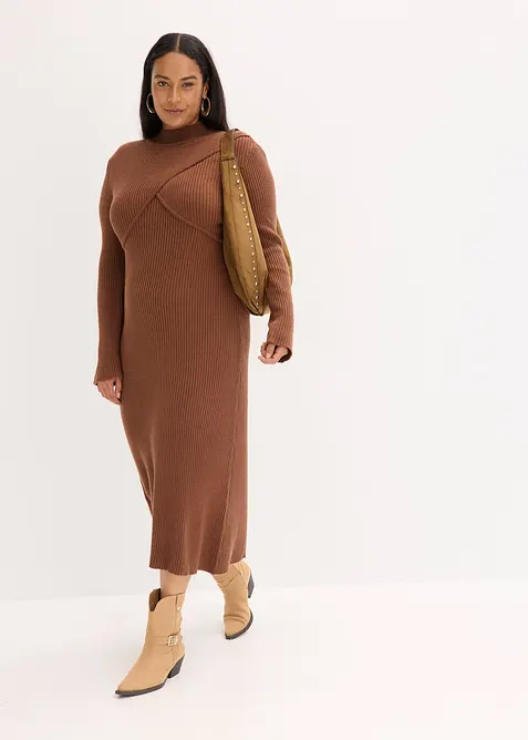 Strikket kjole i myk viskosemiks, bonprix