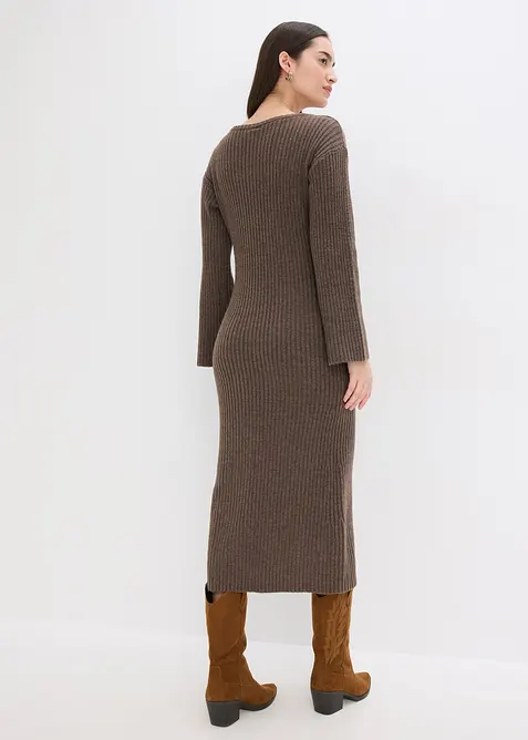 Strikkekjole med splitt, bonprix